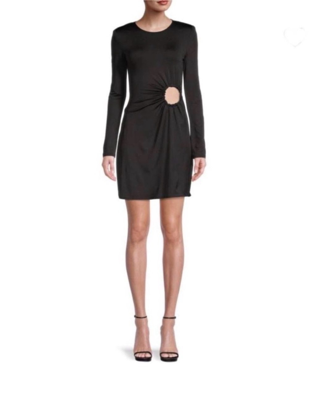 DANIELLE BERNSTEIN Black Ruched O-Ring Mini Dress
